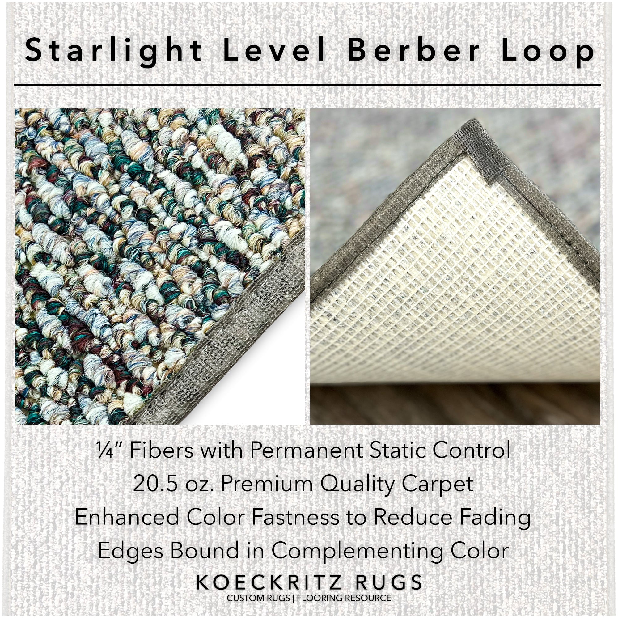 Koeckritz Rugs Starlight Berber 100% BCF Olefin Indoor Rug, Countryside, 6'x9'
