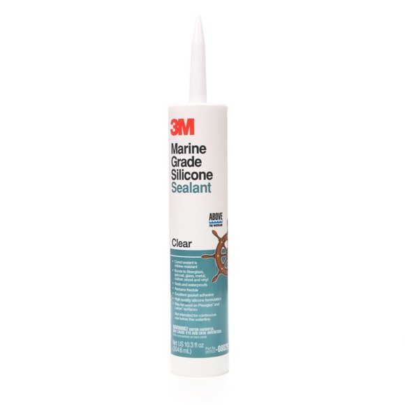 3M Adhesive Sealant 08029 Marine Grade; 1/10 Gallon Cartridge; Clear; Silicone Adhesive; 5 To 10 Minutes Tack Free Time; 220 PSI Tensile Strength; Single