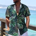 thumbnail image 4 of Camisas Vaqueras Para Hombre Manga Larga Camisas de manga corta de un solo pecho informales con cuello vuelto estampado de verano para hombre (Green, 4XL), 4 of 5