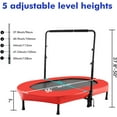 thumbnail image 5 of Kids Indoor Trampoline, ANCHEER 56" Foldable Mini Trampoline with 5 Level Adjustable Handle Bar, DoubleTrampoline for Kid and Adults with Reinforced Stitchin 220lbs Max Load, 5 of 8