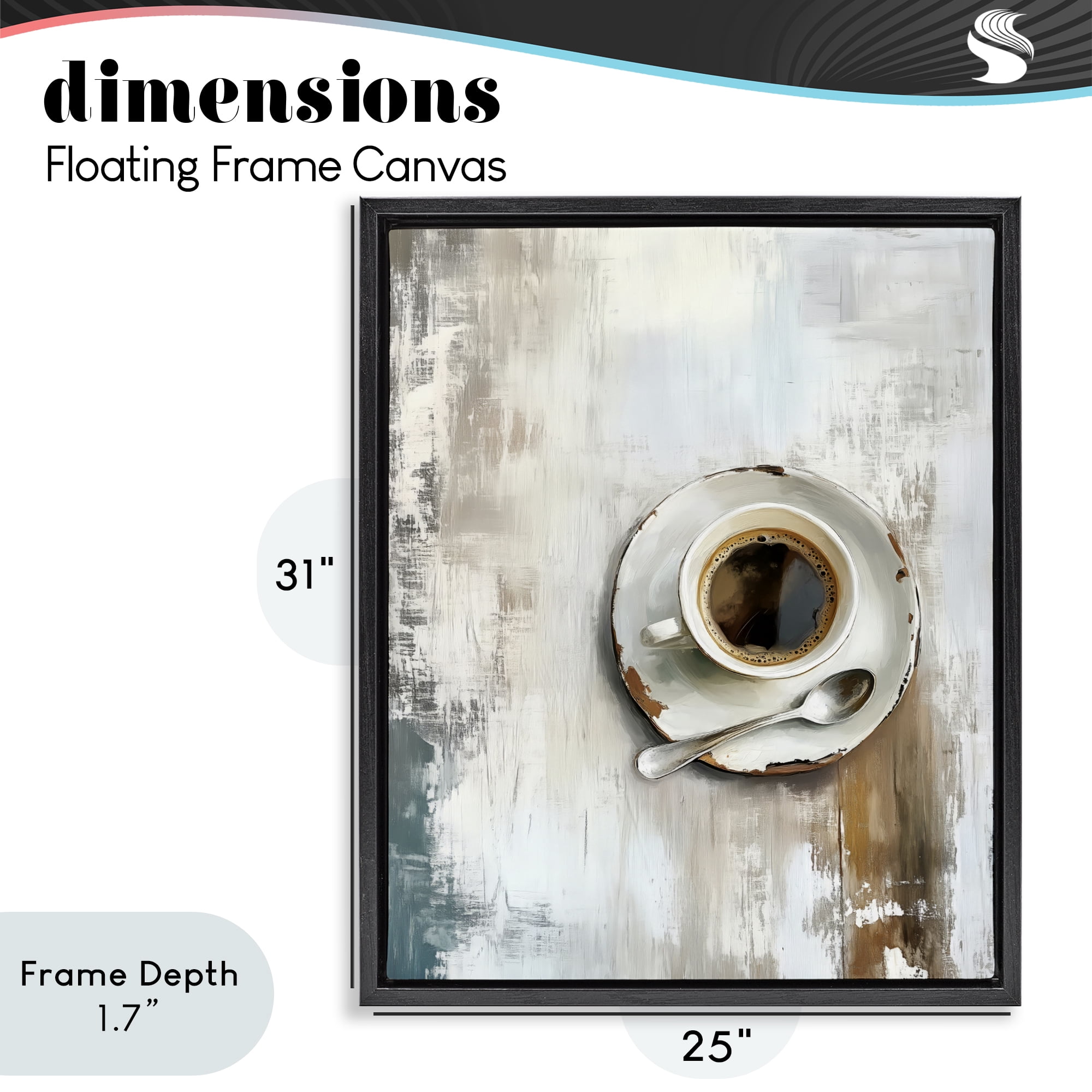 Stupell Industries Neutral & Rustic Cup of Coffee Black Framed Floater Canvas Wall Art, design by LSR Design Studio