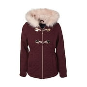 Limited Too Quilted structured fleece toggle jacket with fur trim hood (big girls)