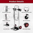 thumbnail image 5 of Aluminum 3-in-1 Folding Hand Truck, 500Lbs Heavy Duty Dolly Cart with 2 Large 6-Inch Quiet Rubber Wheels, 2 360 °   Swivel Wheels, 2 Bungee Cords, Portable Dolly for Home, Office, Warehouse, Packages, 5 of 8