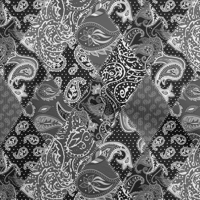 oneOone Polyester Spandex Black Fabric Asian Paisley Craft Projects Decor Fabric Printed By The Yard 56 Inch Wide