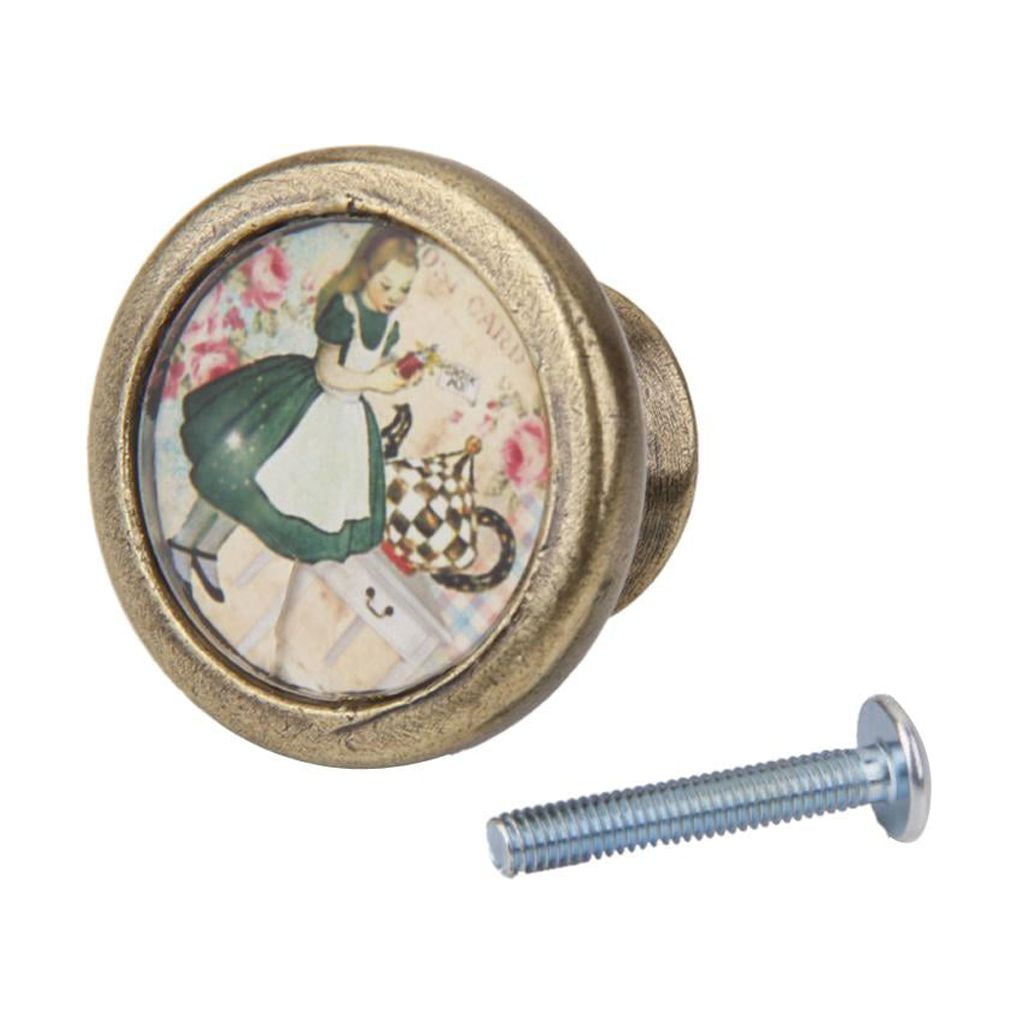 Axioma 7x Drawer Knob Polished Brass Cabinet Knobs, Vintage Dresser Handle for Cupboard