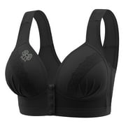 Gamivast 3 Pack Plus Size Bras for Women, Front Closure Button Bras, Push Up Wirefree Bra Daily Wear Bras, Full Coverage Bras Everyday Bra PinkL Brasier Sin Varillas Para Mujer