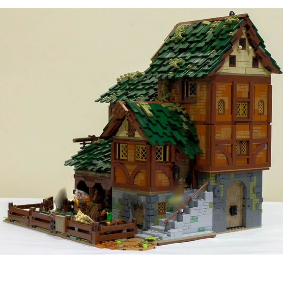 MOC-82026 MEDIEVAL BARN Modular Building Blocks Set 3 Layers Village House MOC Bricks Toys 4121pcs