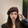 thumbnail image 6 of Women's Plaid Beret Hat, Wool Blend Vintage England Retro Painter Cap, Tartan Artist Hat for Daily Casual Wear, School, and Fashion Gift Coffee, 6 of 7
