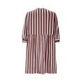 thumbnail image 5 of LLYwey Womens Summer Spring Dresses, Casual Short Sleeve Tie Front Mini Dresses Striped Print Cute Babydoll Ruffle Pleated Flowy A-Line Tunic Sundress, Sun-9, Wine, XXL, 5 of 5