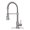 Brushed Nickel, variant on Akicon Pre-Rinse Spring Kitchen Faucet , Single Handle Solid Brass High Arc Pull Down Sprayer Head Kitchen Sink Faucet with Deck Plate - Brushed Nickel