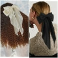 thumbnail image 5 of Large White Bow Hair Clips for Girls - Big Bow Scarf Hairpin, French Barrette, Silky Satin Ribbon, Solid Color Bowknot, Hair Slides, Women Girls, Fashion Accessories for Party or D Makeup Organizers, 5 of 7