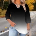 thumbnail image 2 of Turilly Women's Plus Size Crewneck Tops with Front Cutout Three Quarter Sleeve Free Position Printing Base Layer T-Shirt, 2 of 6