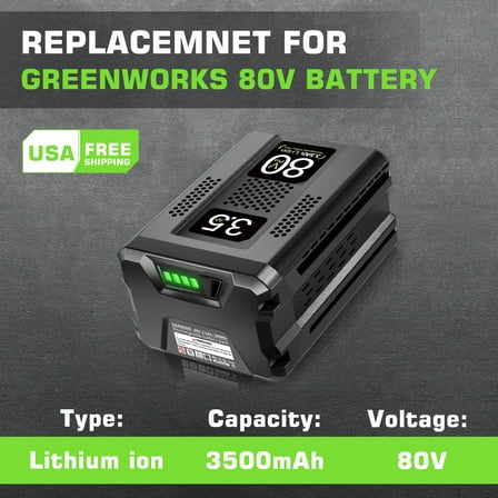 TenHutt 80V 3.5Ah Replacement Battery for Greenworks 80V Battery PRO GBA80200 GBA80300 GBA80400 Lithium ion Battery High Capacity