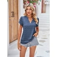 thumbnail image 5 of TEMOFON Womens V Neck Blouse Dressy Casual Short Sleeve Ruffle Summer Work Tops, 5 of 7