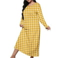 thumbnail image 2 of JUSLIO Womens Nightgown Plaid Loungewear Long Sleeve Robes Round Collar Pajama Yellow Sleepwear Nightgowns Nightgown Sleep Dress, 2 of 6