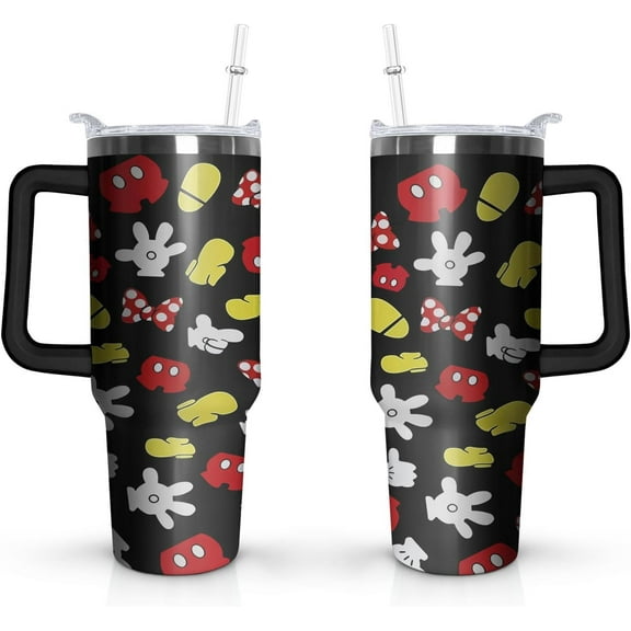 Cartoon Castle Tumbler 40 Oz With Lid and Straw Stainless Steel Insulated with Handle Blue Firework Travel Coffee Mug - Birthday,Christmas Gift