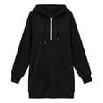 thumbnail image 5 of Hxshgdsn Women's Sweatshirt Dress With Pockets, Hooded Pullover Tunic Dress, Solid Color Casual Comfortable Outfit（Black/L), 5 of 6