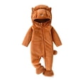 thumbnail image 3 of OJSFQUFP Baby Toddler Fuzzy Plush Hooded Zipper Jumpsuit with & Tail Infant Cosplay Romper for Halloween, 3 of 7