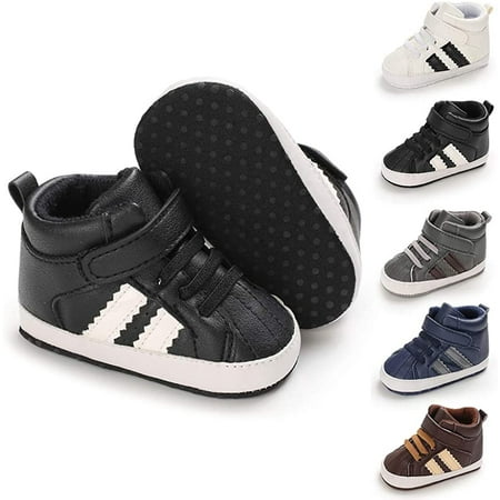 

Toddler Baby Boys Girls High Tops Ankle Sneakers Soft Anti-Slip Sole PU Leather Moccasins Infant Newborn Prewalker First Walking Crib Shoes