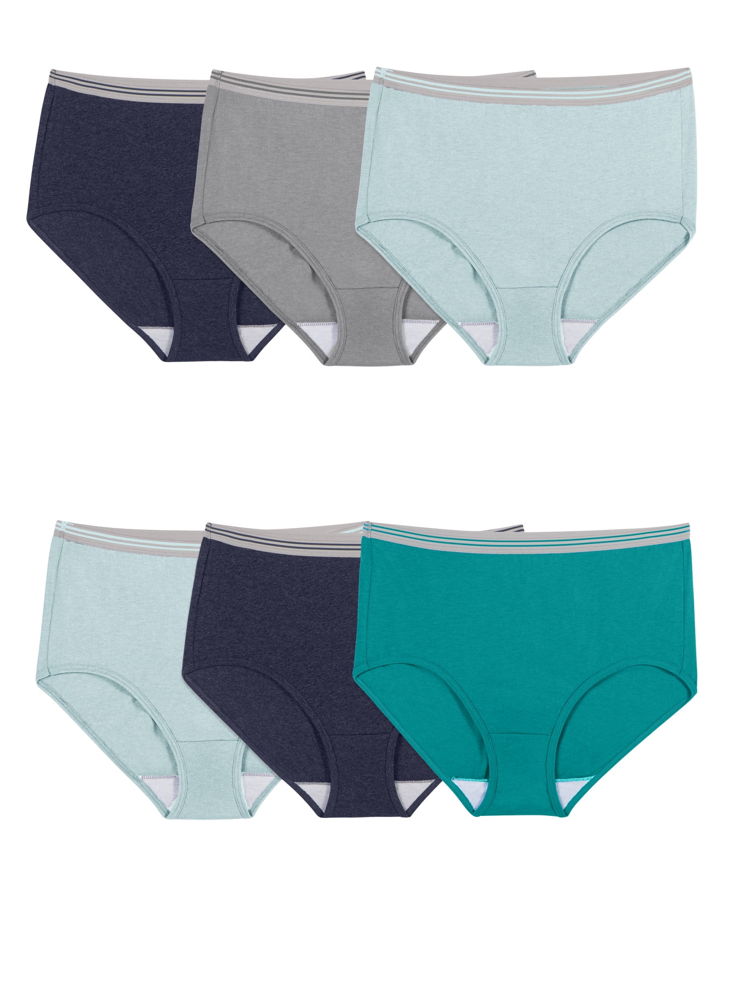 Fit for Me Women's Plus Size Brief Underwear, 6 Pack, Sizes 1X-5X