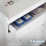 OXYLIFE Baby Changing Table Dresser Nursery Chest with Storage-Infant & Toddler, 5 Drawers, White