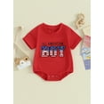 thumbnail image 2 of FEORJGP 4th of July Clothes for Baby Boy Infant 0-18M Round Neck Romper Casual Short Sleeve Jumpsuit Letter Embroidery Bodysuit Newborn Fashion Simply Summer Outfit Independence Day, 2 of 8