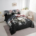 thumbnail image 3 of Homewish 3D Jungle Wolf Twin Bedding Sets 7-Piece, Retro American Flag Bedding Comforter Set, Western Countryside Reversible Sheet Sets, Microfiber Bedroom Decor, 3 of 7