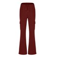 thumbnail image 2 of REALiKUN Cargo Pants for Women Straight Leg Casual Baggy Long Pant Solid Color Elastic Waist Treedy Trousers with Pockets, 2 of 4