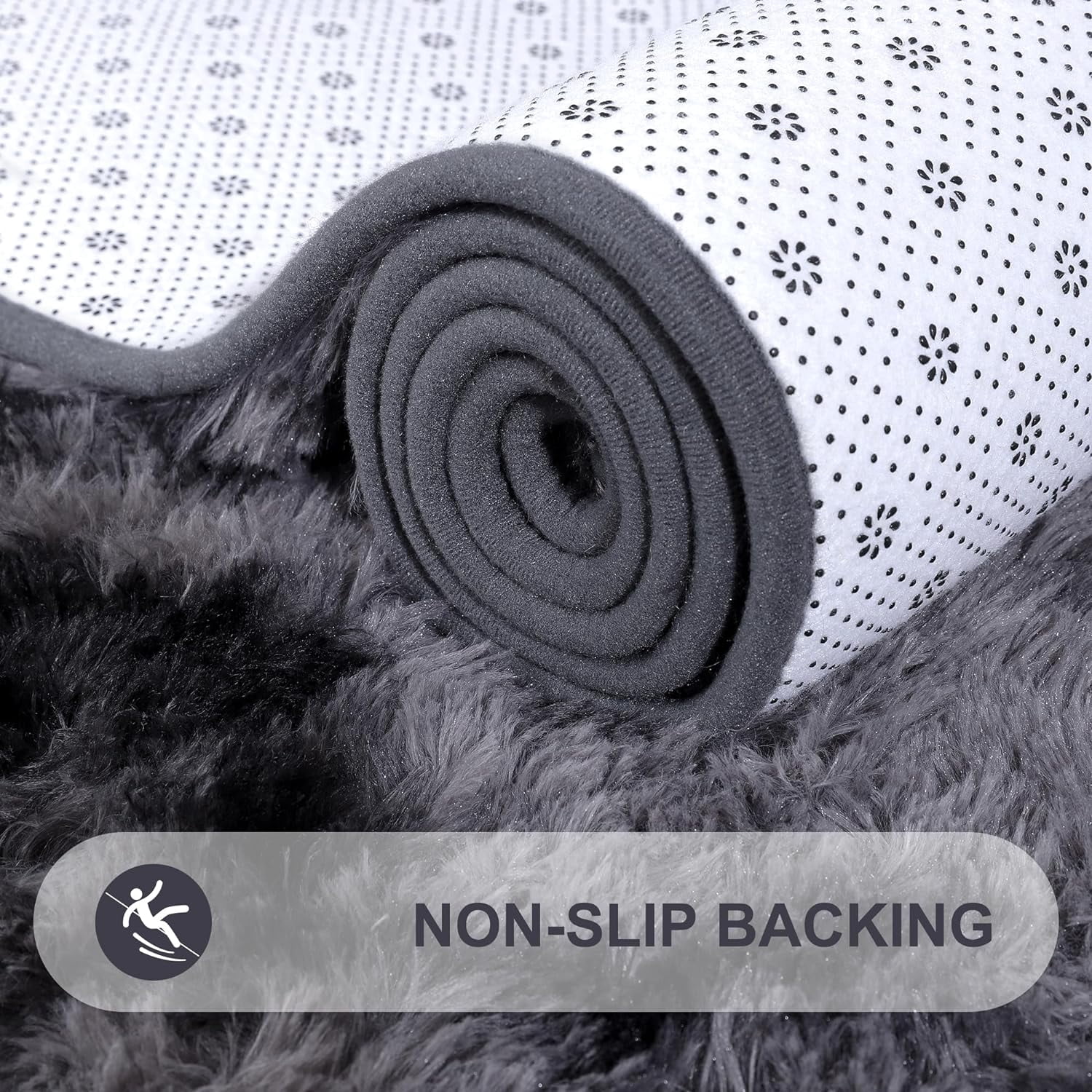 Noahas Fluffy Area Rug for Living Room Bedroom, 4 x 6 Tie-Dyed Dark Grey Rug Fuzzy Non-Slip Modern Carpet Ultra Soft Faux Fur Rugs for Dorm Kids Room Home Decor