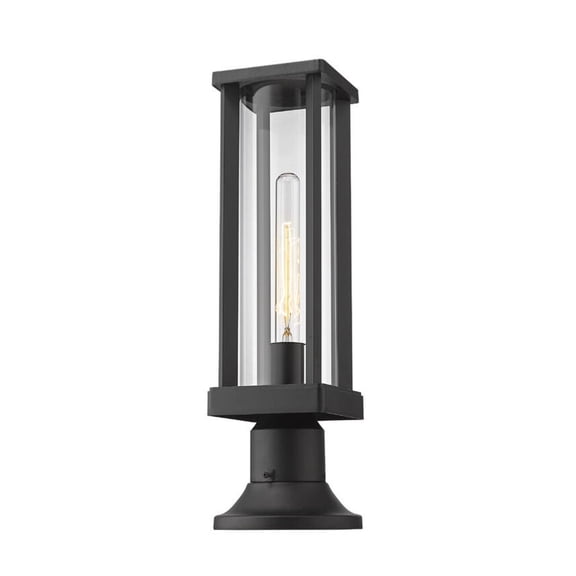 Z-Lite Glenwood 16" Clear Glass Aluminum Outdoor Mounted Lamp Pier in Black