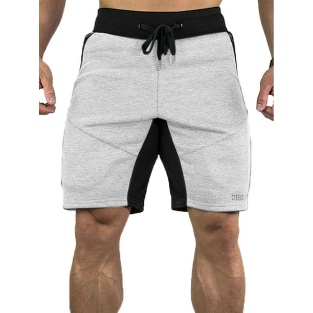 Wodstyle Mens Elastic Waist Drawstring Summer Workout Shorts Zipper Pockets Jogging Pant 