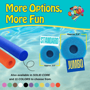 Oodles of Noodles Jumbo Pool Noodles - 6 Pack - Approx. 55 inch x 3.5 inch Hollow Core Pool Noodles Foam Tube (Blue)