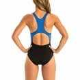 thumbnail image 2 of Dolfin Ocean Panel Performance One-Piece Swimsuit in Black/Royal, 28 (Women, Juniors), 2 of 4