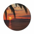 thumbnail image 1 of Tropical Mouse Pad for Computers, Sunrise on Sea Palm Trees Exotic Holiday Honeymoon Romantic Beach Morning Scene, Round Non-Slip Thick Rubber Modern Mousepad, 8" Round, Orange Yellow, by Ambesonne, 1 of 2