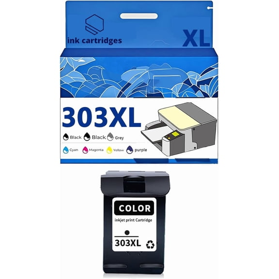 303 303XL T6N03AE T6N04AE Ink Cartridges Compatible for HP 6220 6222 6230 6232 6234 6252 6255 6258 7120 7130 7132 7134 7155 7158 7164 7800 7858 Inkjet Printers, Leak-Proof Design