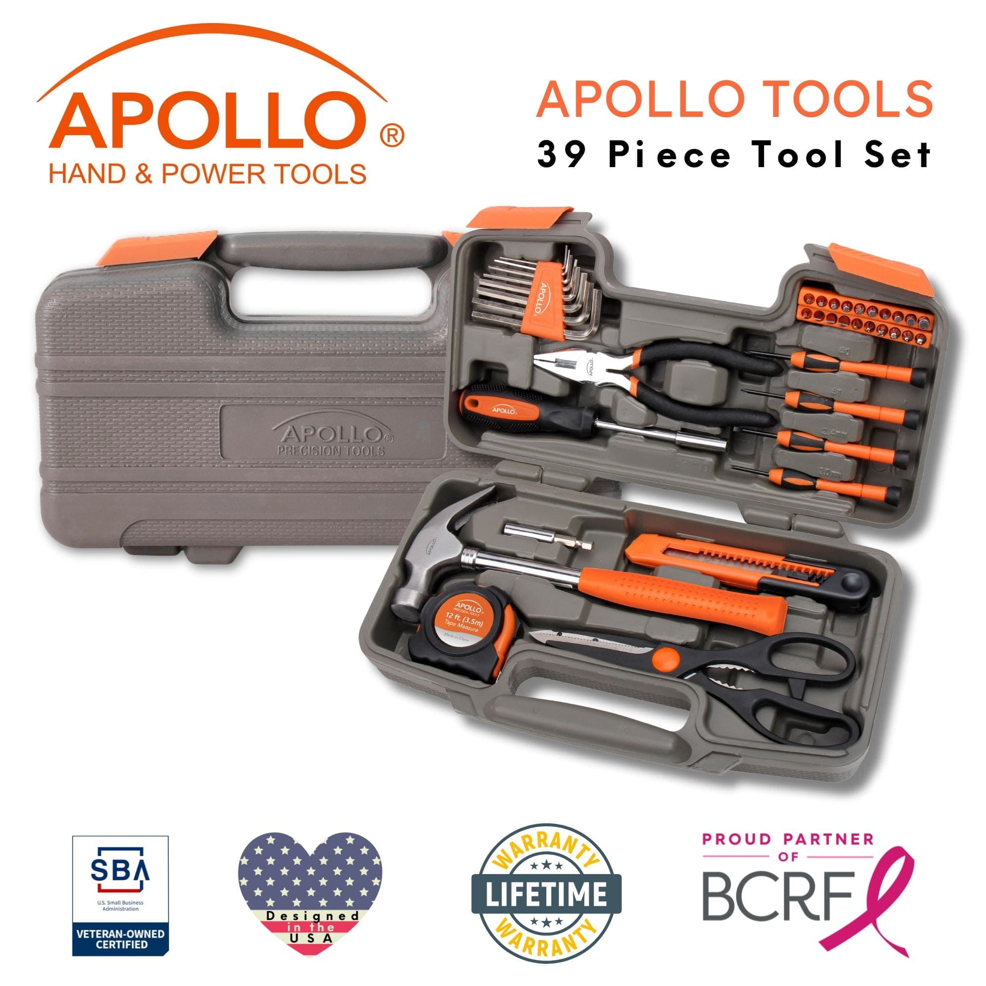 Apollo Tools 39 Piece General Tool Kit - DT9706 ORANGE