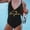 Black, variant on Women's Bride & Team Bride One-Piece Swimsuit, V-Neck Backless Bridal Party Swimwear, Bathing Suit, 5 Colors, Sizes S-XL