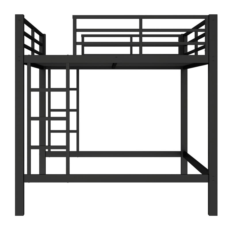 Bellemave Metal Queen Loft Bed, Heavy Duty Loft Bed Frame with 2 Build in Ladder and Full Length Guardrail, Loft Beds Queen Size with Large Under-Bed Space, Easy to Assemble-Black