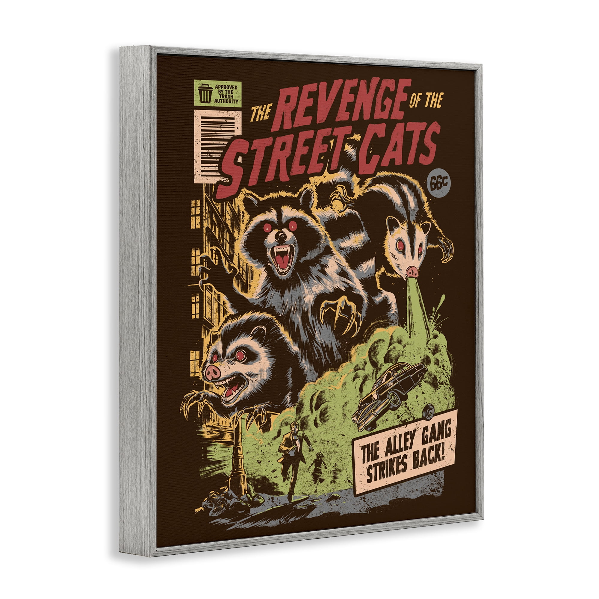 Stupell Industries Revenge Of Street Cats Gray Framed Giclee Art, design by EduEly Designs