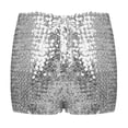 thumbnail image 4 of Miutii Kids Girls Sequins Dance Shorts Athletic Hip Hop Jazz Tap Performance Costume Tumbling Yoga Silver 120-140/12, 4 of 9