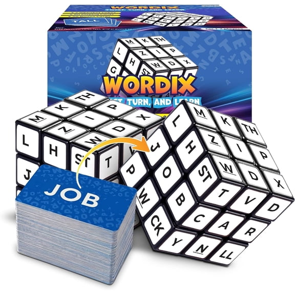 Wordix 2 Alphabet Cubes Word Puzzle Game with 100 Cards, Educational Spelling Vocabulary Toy for Kids Ages 8 , Travel Friendly Learning Game