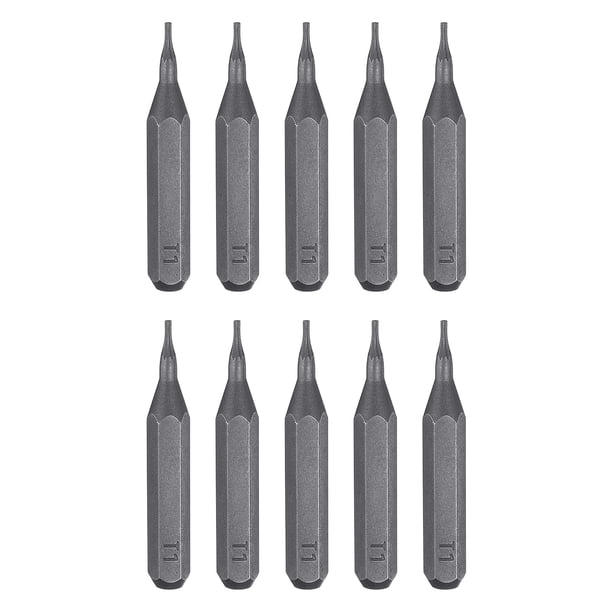 Uxcell 10 Pcs T1 Punta de destornillador Torx para reparación de automóviles Proyectos de bricolaje en casa 5/32" Estrella magnética de 6 puntos Cabeza de acero S2
