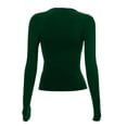 thumbnail image 5 of Yindaity Womens Long Sleeve Shirts Basic Spring Crop Tops Fall Fashion Layering Slim Fitted Tops Green,M, 5 of 5