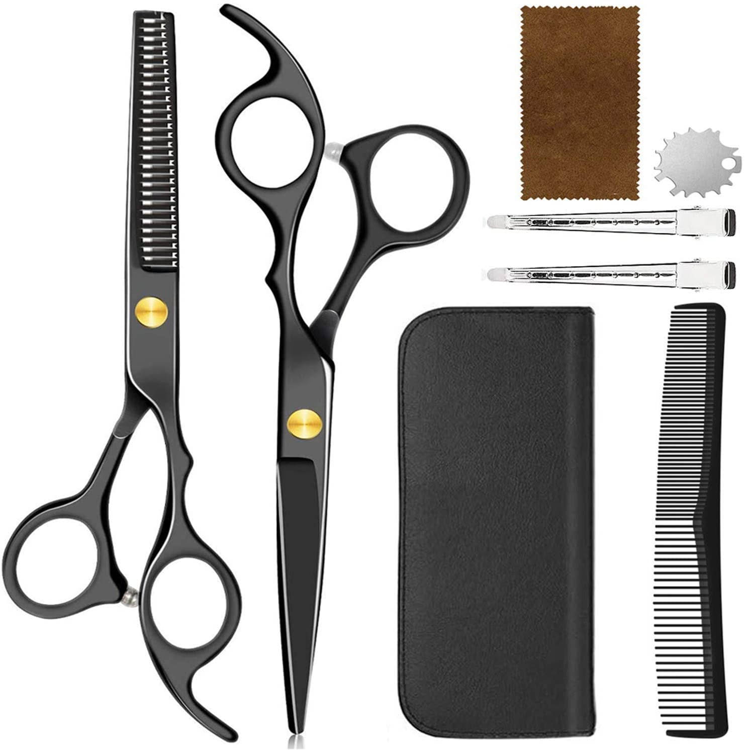 Professional Hair Cutting Scissors Set,AWECOT Hair Scissors,Sharp Razor  Edge,Hairdressing Scissors,Thinning Shears,Stainless Steel   inch,suitable for Barber, Home, Salon 