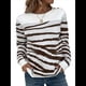 thumbnail image 2 of Suéter Informal de Cuello Redondo y Larga para Mujer, Otoño e Invierno, con Rayas en Contraste y Botones en los Hombros M, 2 of 9