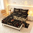 thumbnail image 2 of Homewish Gothic Moon Moths Bed Sheets,Retro Plant Mushrooms Full Size Sheets,Black Brown,4-Piece,1 Flat Sheet, 1 Fitted Sheet and 2 Pillowcases, 2 of 6