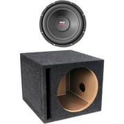 Pyle PLPW12D Power Series Dual Voice-Coil 4-Ohm Subwoofer 12" 1,600 Watts and Qbox 12S01V 12" Single Vented Enclosure
