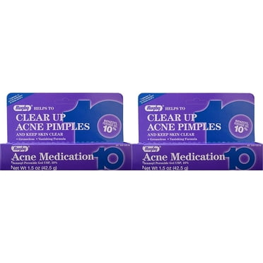 Rugby Acne Medication Gel Benzoyl Peroxide 10 Percent 1.5 Oz 2 Pk | Acne Cream for Face | Acne Spot Treatment | Adult Acne Treatment for Women and Men | Clear Skin Products | Acne Skin Care Greaseless