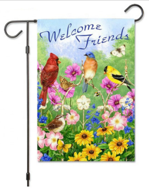 Butterflies & Flowers Welcome Garden Flag 12"X18" Spring~Summer Decorative Flag 