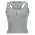 thumbnail image 4 of Women's Henley Crop Tank Tops Button up Sleeveless T Shirts Workout Summer Casual Slim Fit Solid Color Blouses (L, Gray), 4 of 7